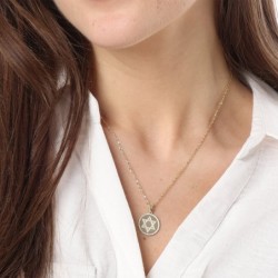 Round 14K Gold Star of David Pendant with Diamonds - Unisex