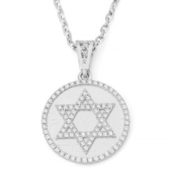 Round 14K Gold Star of David Pendant with Diamonds - Unisex