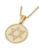 Round 14K Gold Star of David Pendant with Diamonds - Unisex