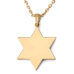 14K Gold Am Yisrael Chai & Star of David Pendant with Kotel Design - Y