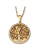 Women's 14K Gold Round Tree of Life Pendant Lined with Diamonds