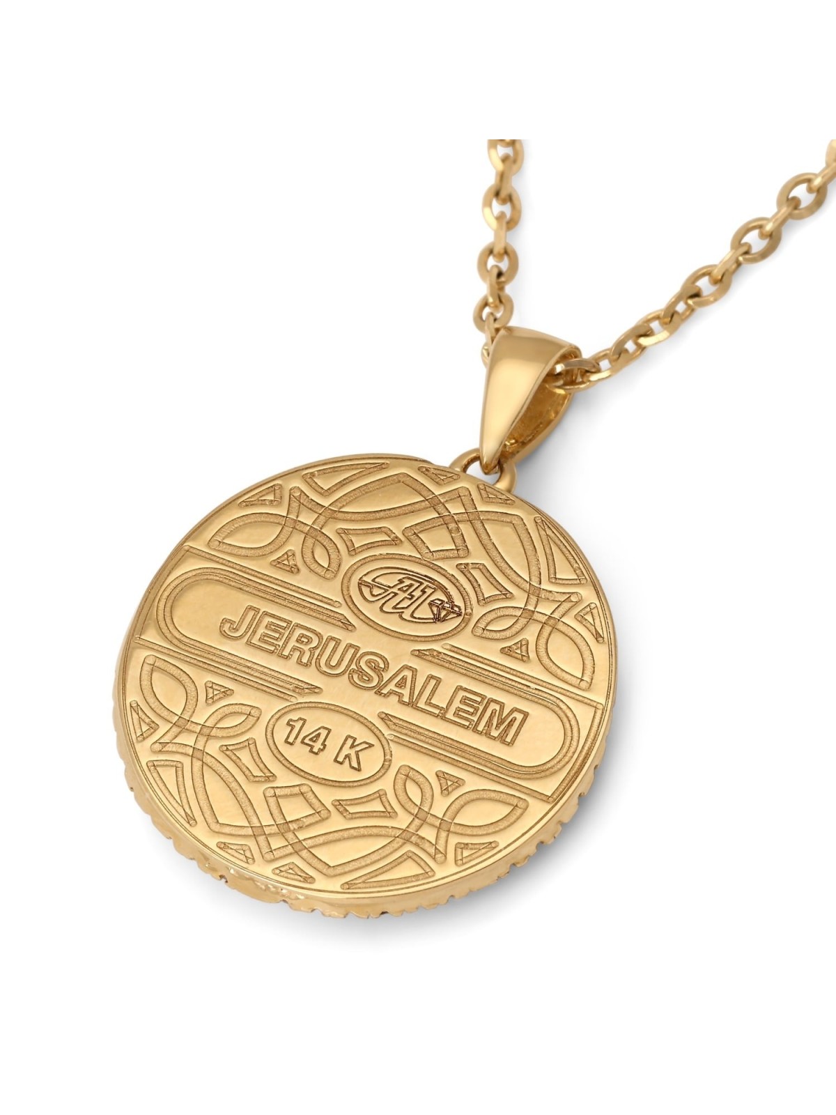 Women's 14K Gold Round Tree of Life Pendant Lined with Diamonds