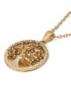 Women's 14K Gold Round Tree of Life Pendant Lined with Diamonds