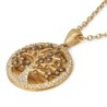 Women's 14K Gold Round Tree of Life Pendant Lined with Diamonds