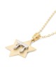 Collier pendentif unisexe étoile de David en or jaune 14 carats avec Chai