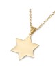 14K Yellow Gold Star of David Unisex Pendant Necklace with Chai