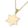 14K Yellow Gold Star of David Unisex Pendant Necklace with Chai