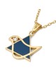 14K Gold Dove and Star of David Pendant with Diamond and Blue Enamel