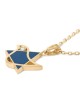14K Gold Dove and Star of David Pendant with Diamond and Blue Enamel