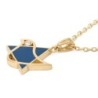 14K Gold Dove and Star of David Pendant with Diamond and Blue Enamel