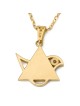 14K Gold Dove and Star of David Pendant with Diamond and Blue Enamel