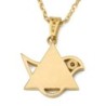 14K Gold Dove and Star of David Pendant with Diamond and Blue Enamel