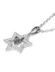 Women's 14K White Gold Double Dangling Star of David Pendant with Diam
