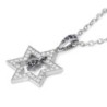 Women's 14K White Gold Double Dangling Star of David Pendant with Diam