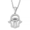 Women's 14K Gold Diamond Studded Hamsa Outline Pendant with Sapphire