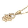 Women's 14K Gold Diamond Studded Hamsa Outline Pendant with Sapphire