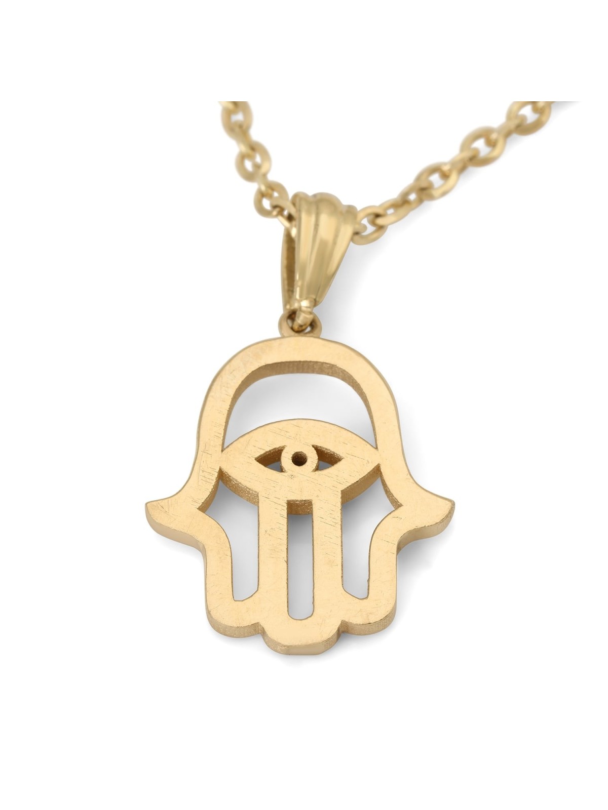 Pendentif contour Hamsa clouté de diamants en or 14 carats pour femmes avec saphir