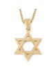 14K Yellow Gold Star of David Pendant with Ridged Design
