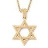 14K Yellow Gold Star of David Pendant with Ridged Design