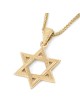 14K Yellow Gold Star of David Pendant with Ridged Design