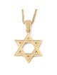 14K Yellow Gold Star of David Pendant with Ridged Design