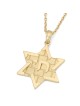 Pendentif Chai et étoile de David en or 14 carats avec motif mur Occidental - Col