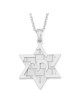 Pendentif Chai et étoile de David en or 14 carats avec motif mur Occidental - Col
