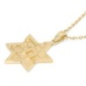 14K Gold Chai and Star of David Pendant with Western Wall Design - Col
