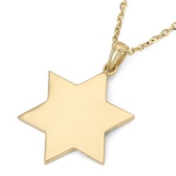 14K Gold Chai and Star of David Pendant with Western Wall Design - Col