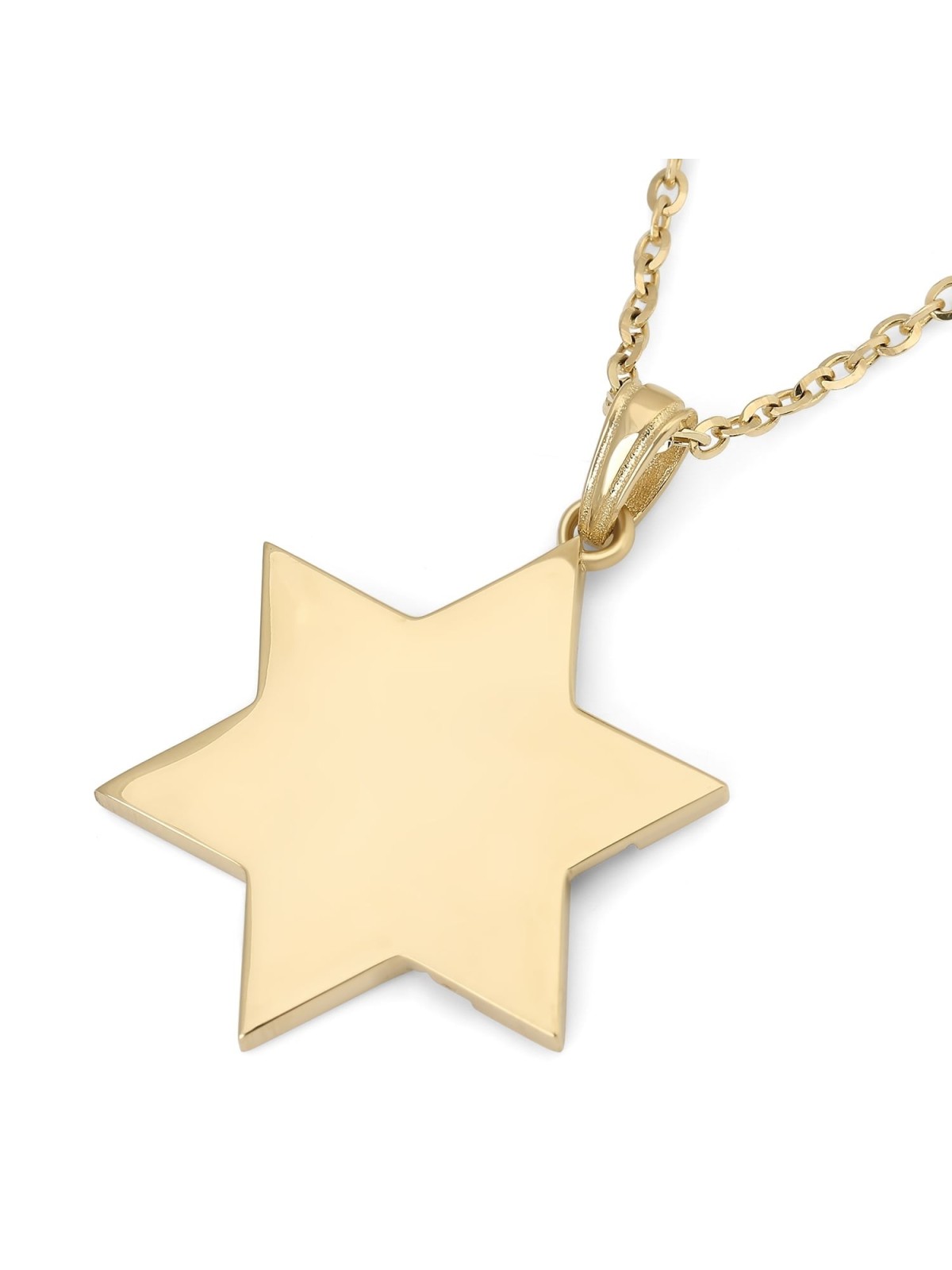 Pendentif Chai et étoile de David en or 14 carats avec motif mur Occidental - Col
