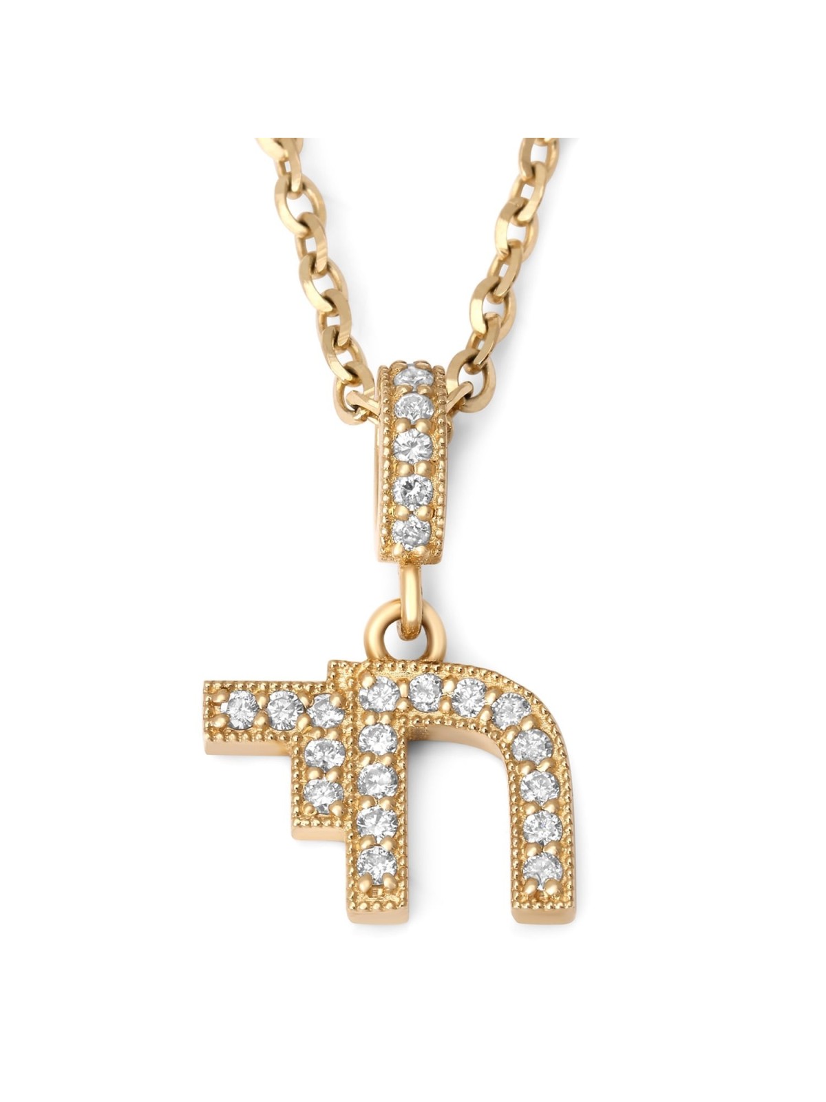 Elegant 14K Gold Diamond Chai Pendant for Women - Yellow or White Gold