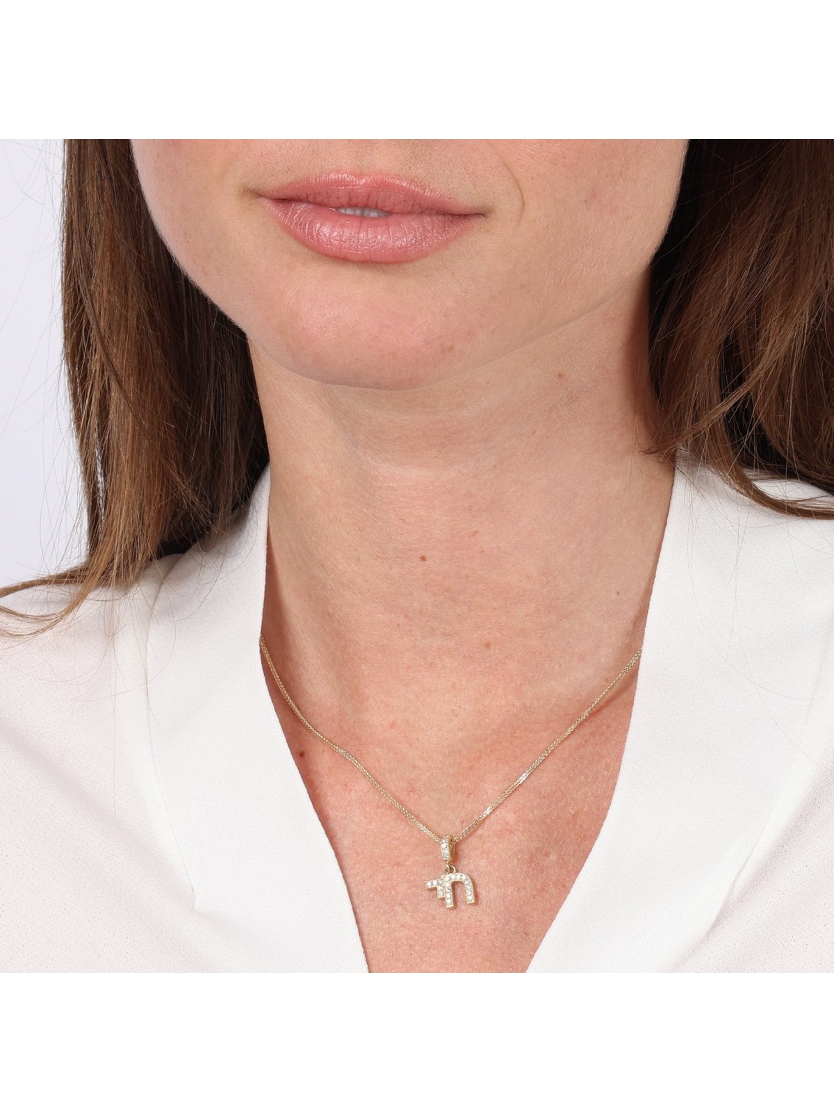 Elegant 14K Gold Diamond Chai Pendant for Women - Yellow or White Gold
