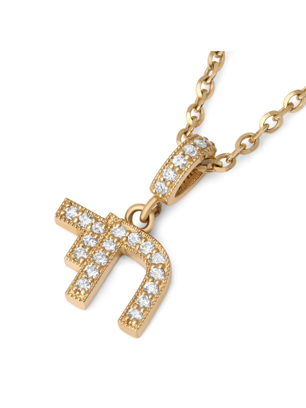 Elegant 14K Gold Diamond Chai Pendant for Women - Yellow or White Gold