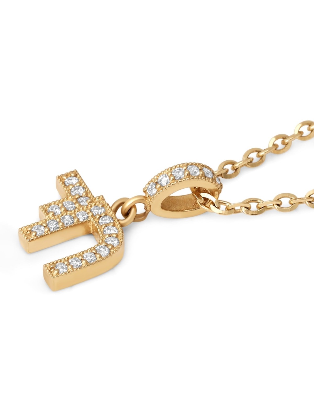 Élégant pendentif Chai en or 14 carats et diamant pour femme - Or jaune ou blanc