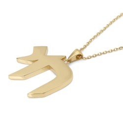 Men's Extra Large 14K Gold Chai Pendant