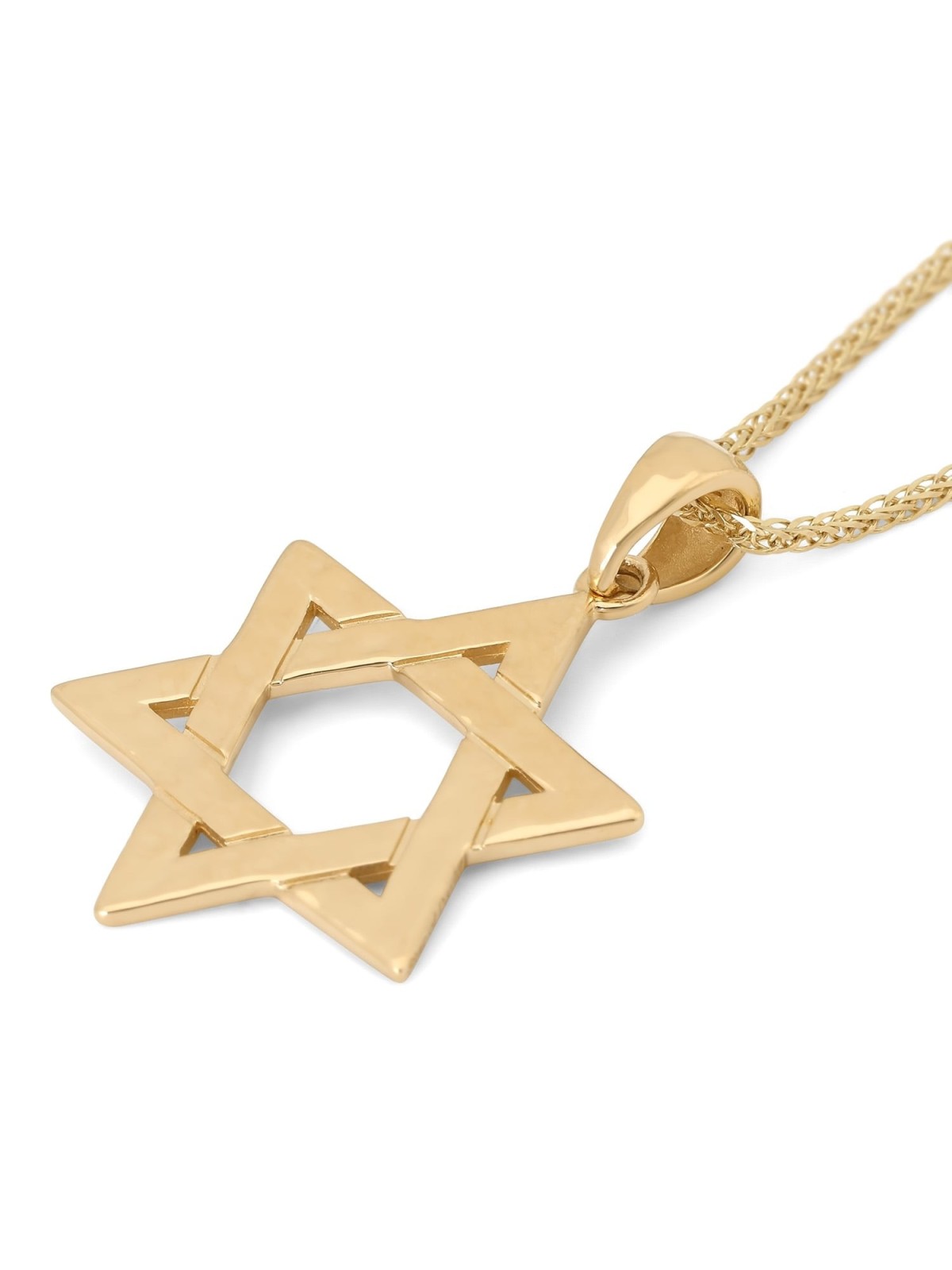 14K Yellow Gold Hammered Star of David Pendant