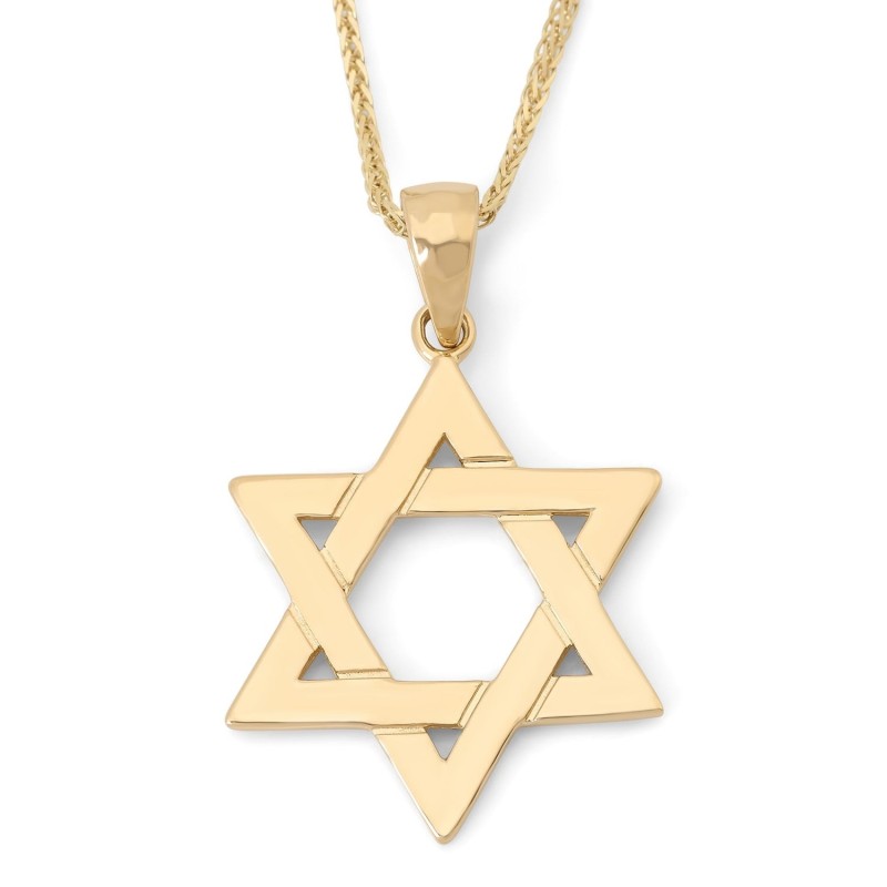 Pendentif étoile de David martelé en or jaune 14 carats
