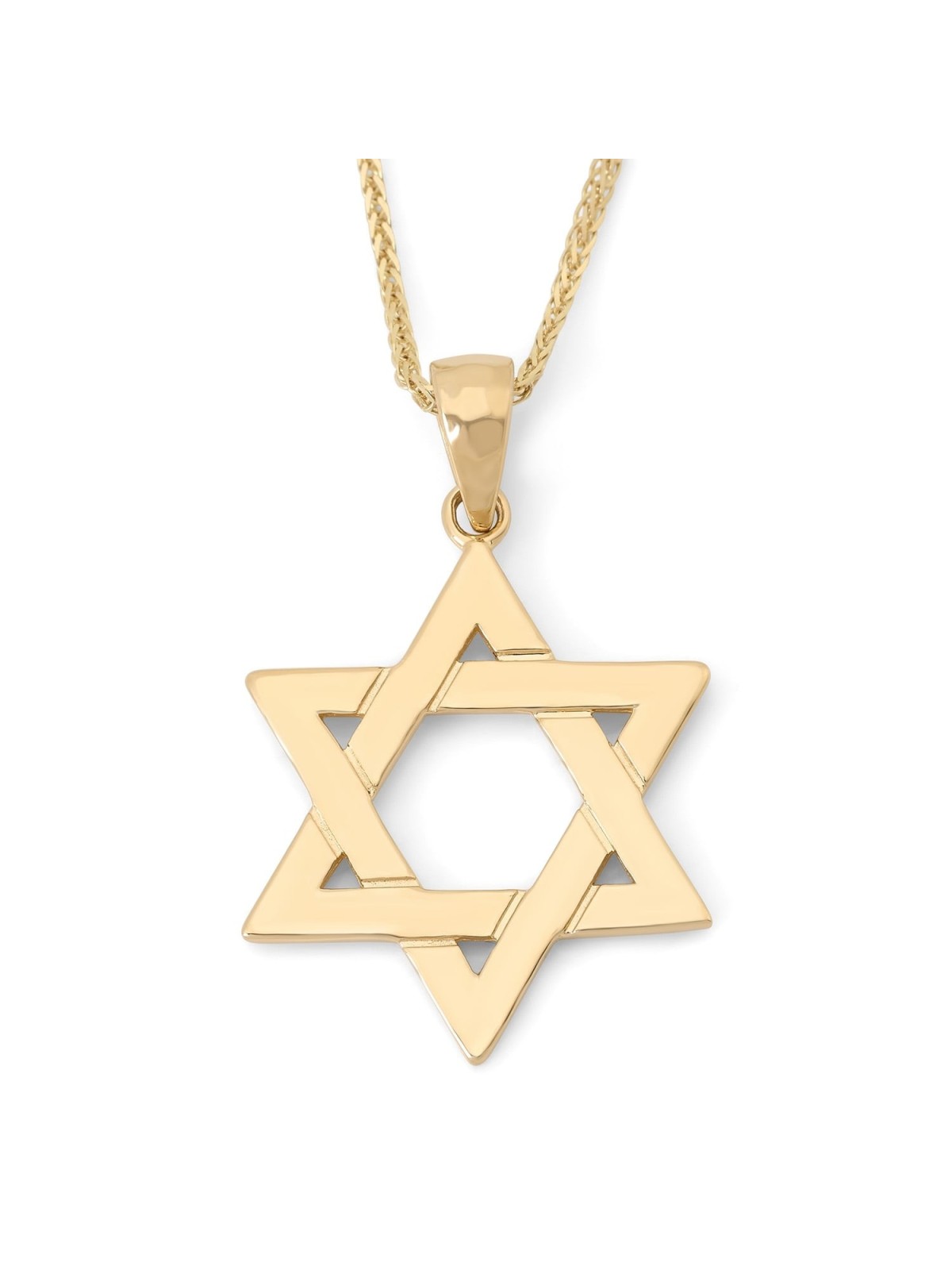 14K Yellow Gold Hammered Star of David Pendant