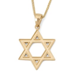 14K Yellow Gold Hammered Star of David Pendant