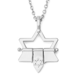 14K Gold Open Star of David Pendant with Dangling Star of David - Yell