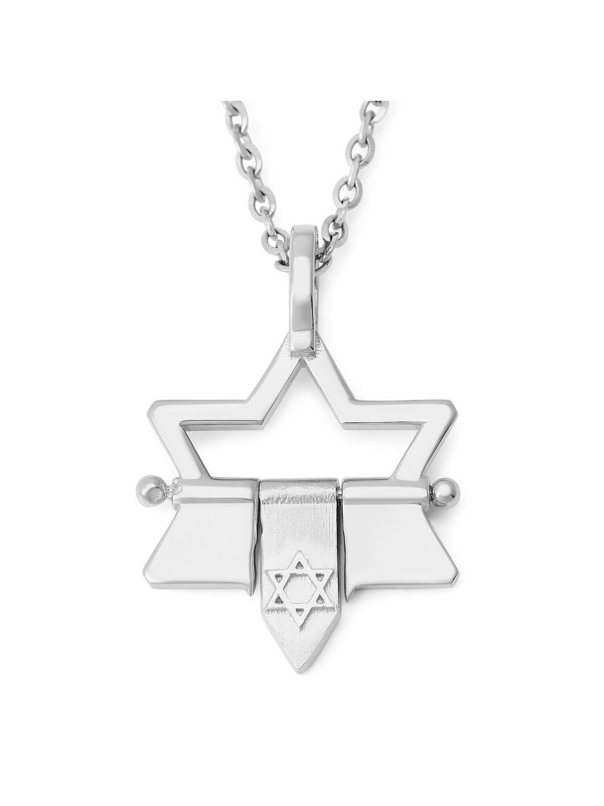 14K Gold Open Star of David Pendant with Dangling Star of David - Yell