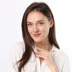 14K Gold Double Star of David Pendant with Eilat Stone - Unisex