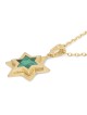 14K Gold Double Star of David Pendant with Eilat Stone - Unisex