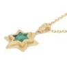 14K Gold Double Star of David Pendant with Eilat Stone - Unisex
