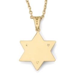 14K Gold Double Star of David Pendant with Eilat Stone - Unisex