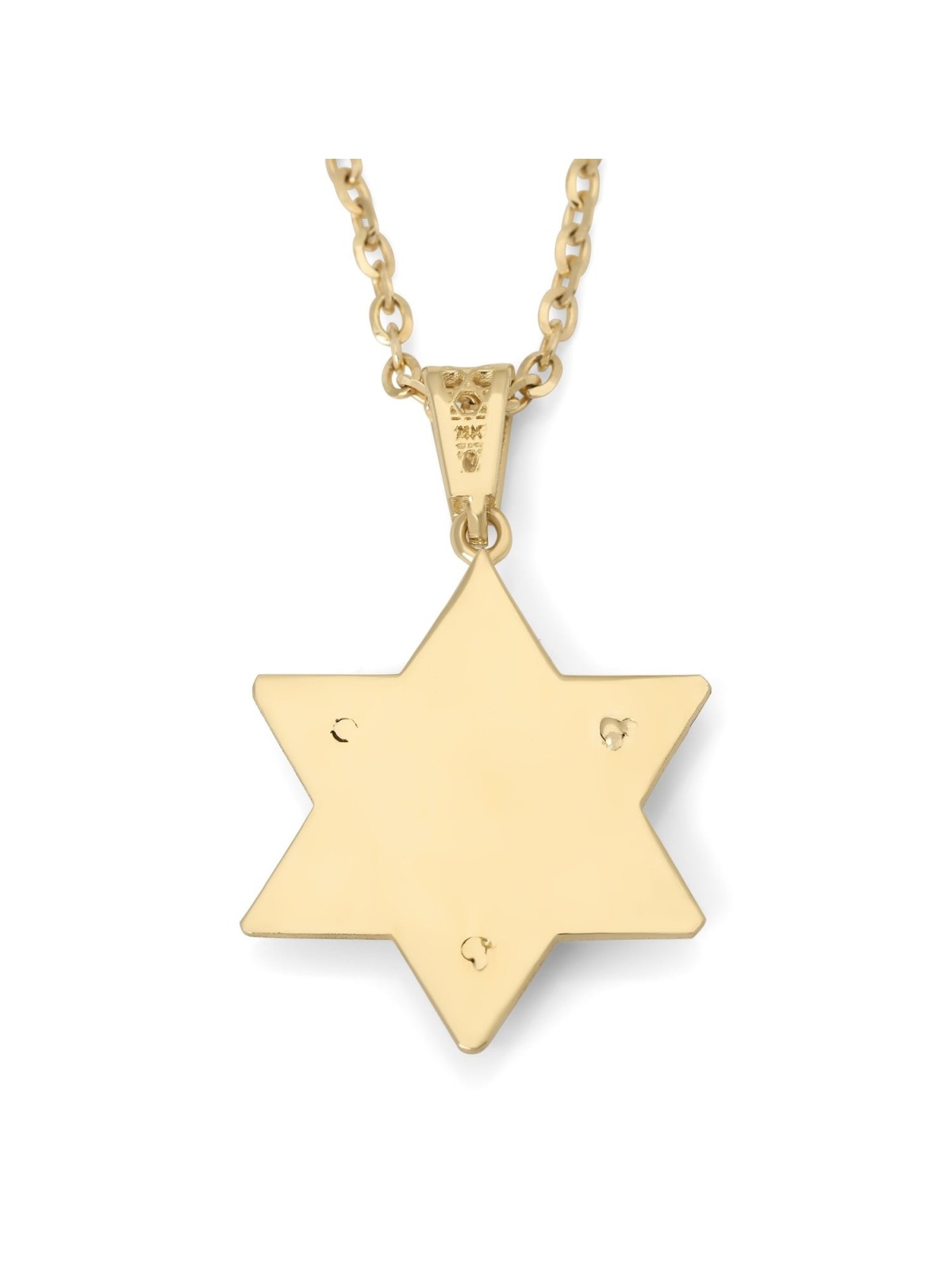 14K Gold Double Star of David Pendant with Eilat Stone - Unisex