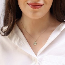 Dainty 14K Yellow Gold Star of David Pendant for Women with Chai and E