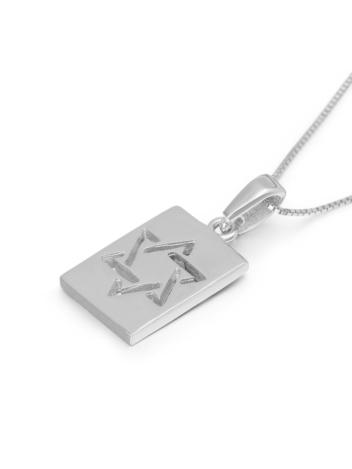 Collier pendentif étoile de David rectangulaire 14 carats