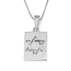14K Rectangular Star of David Pendant Necklace