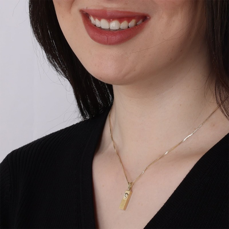 Pendentif Mezouza lisse en or 14 carats avec tibia